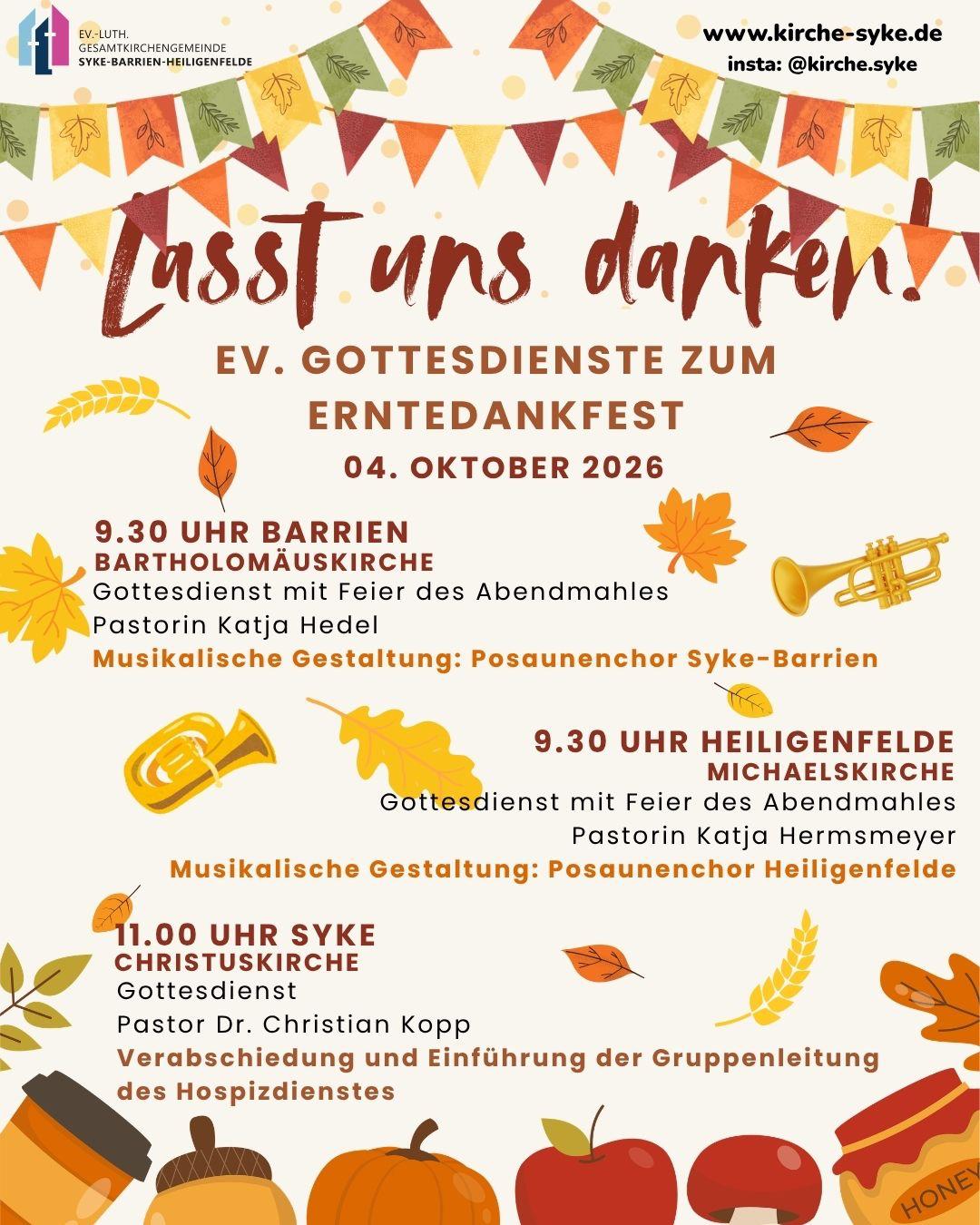 Lasst uns danken - Erntedankgottesdienste